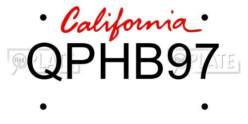 QPHB97 California License Plate