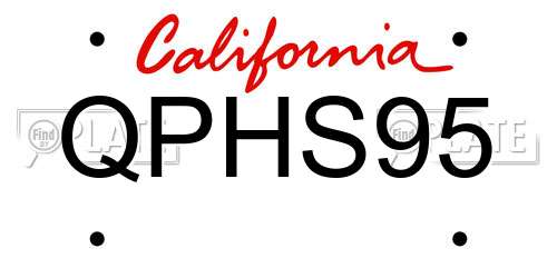 QPHS95 California License Plate