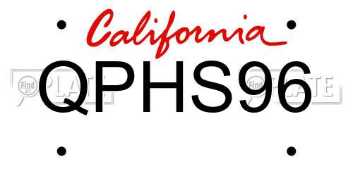 QPHS96 California License Plate