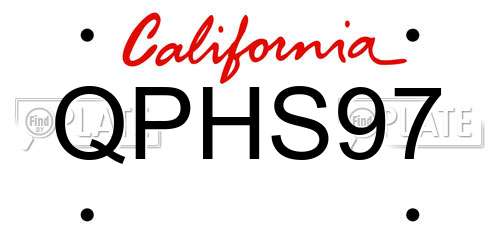 QPHS97 California License Plate