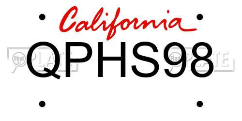 QPHS98 California License Plate