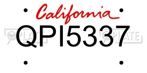 QPI5337 California License Plate