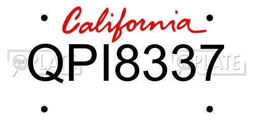 QPI8337 California License Plate
