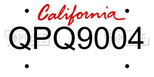 QPQ9004 California License Plate