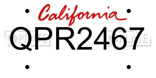 QPR2467 California License Plate