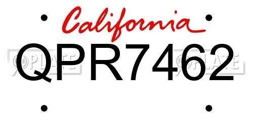 QPR7462 California License Plate