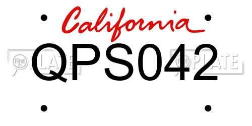 QPS042 California License Plate
