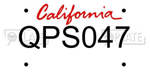 QPS047 California License Plate
