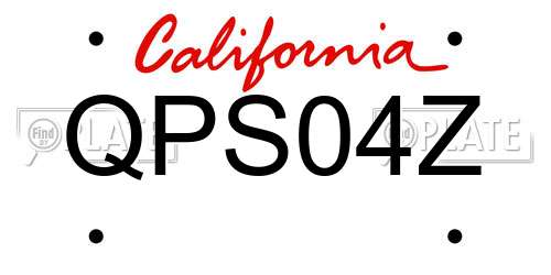 QPS04Z California License Plate