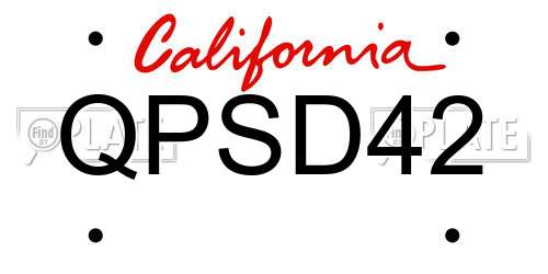 QPSD42 California License Plate