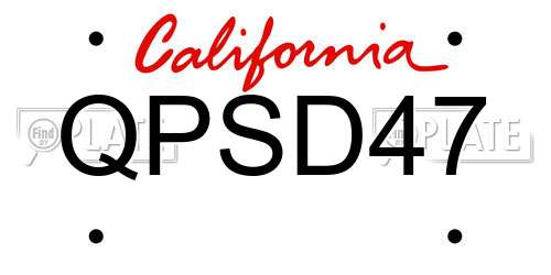QPSD47 California License Plate