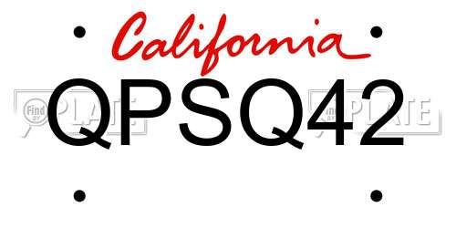 QPSQ42 California License Plate