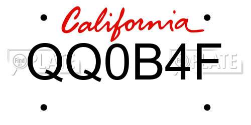 QQ0B4F California License Plate