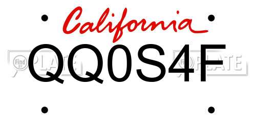 QQ0S4F California License Plate