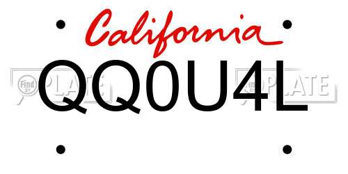 QQ0U4L California License Plate