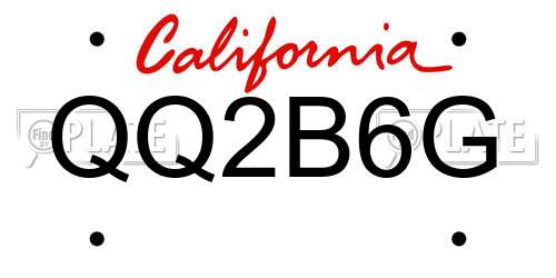 QQ2B6G California License Plate