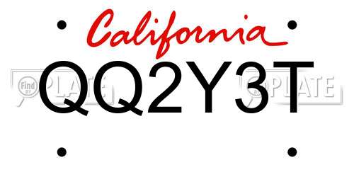 QQ2Y3T California License Plate