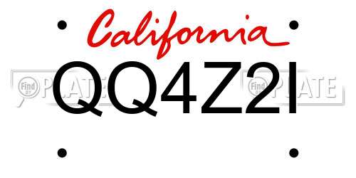 QQ4Z2I California License Plate