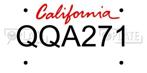 QQA271 California License Plate