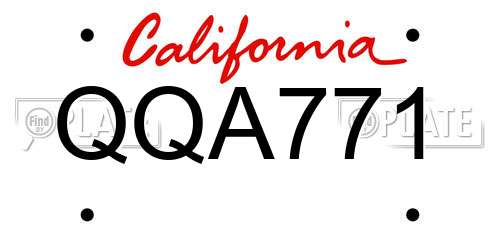 QQA771 California License Plate