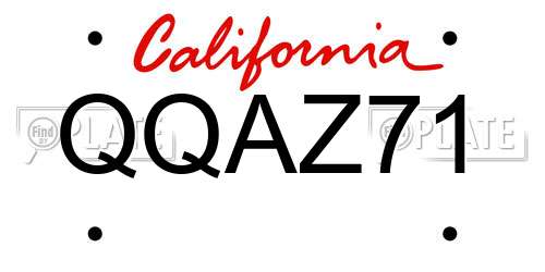 QQAZ71 California License Plate