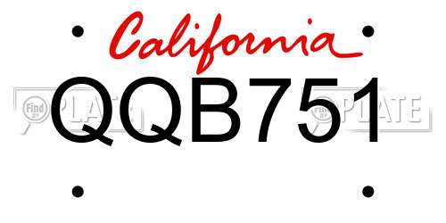 QQB751 California License Plate