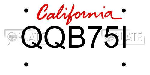 QQB75I California License Plate