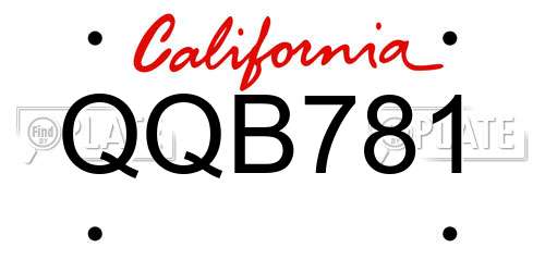 QQB781 California License Plate