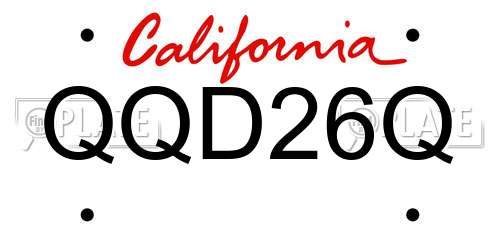 QQD26Q California License Plate