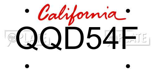 QQD54F California License Plate