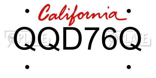 QQD76Q California License Plate