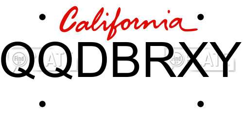 QQDBRXY California License Plate