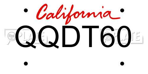 QQDT60 California License Plate