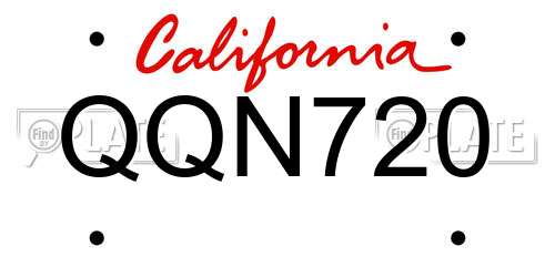 QQN720 California License Plate