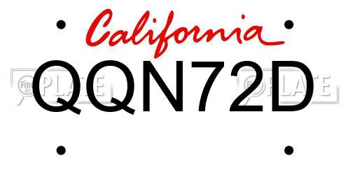 QQN72D California License Plate