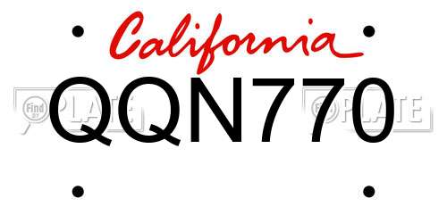 QQN770 California License Plate