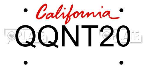 QQNT20 California License Plate