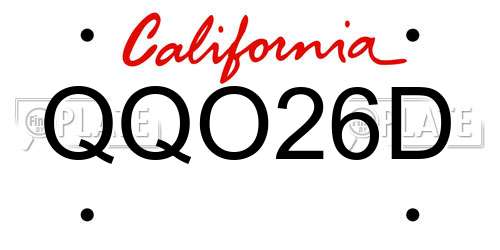 QQO26D California License Plate
