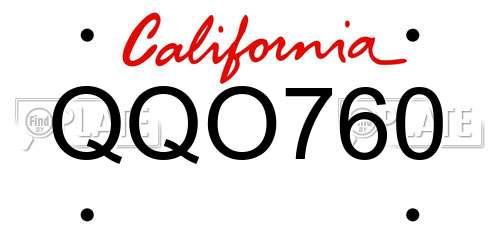 QQO760 California License Plate