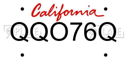 QQO76Q California License Plate