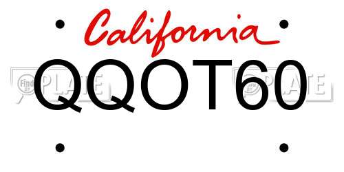 QQOT60 California License Plate