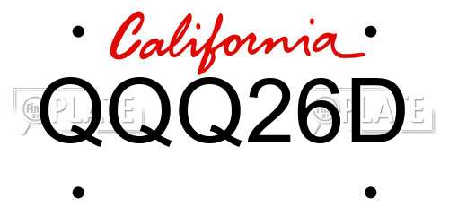 QQQ26D California License Plate