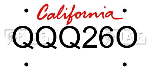 QQQ26O California License Plate