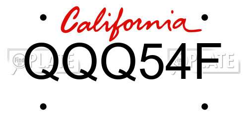 QQQ54F California License Plate