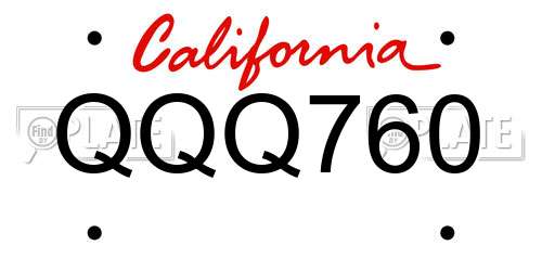 QQQ760 California License Plate