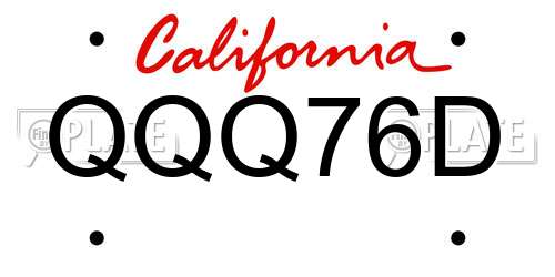 QQQ76D California License Plate