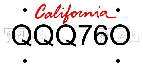QQQ76O California License Plate