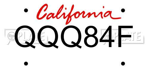 QQQ84F California License Plate