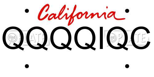 QQQQIQC California License Plate