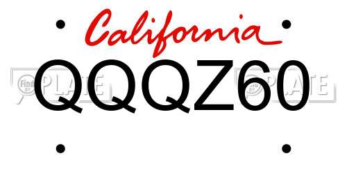 QQQZ60 California License Plate